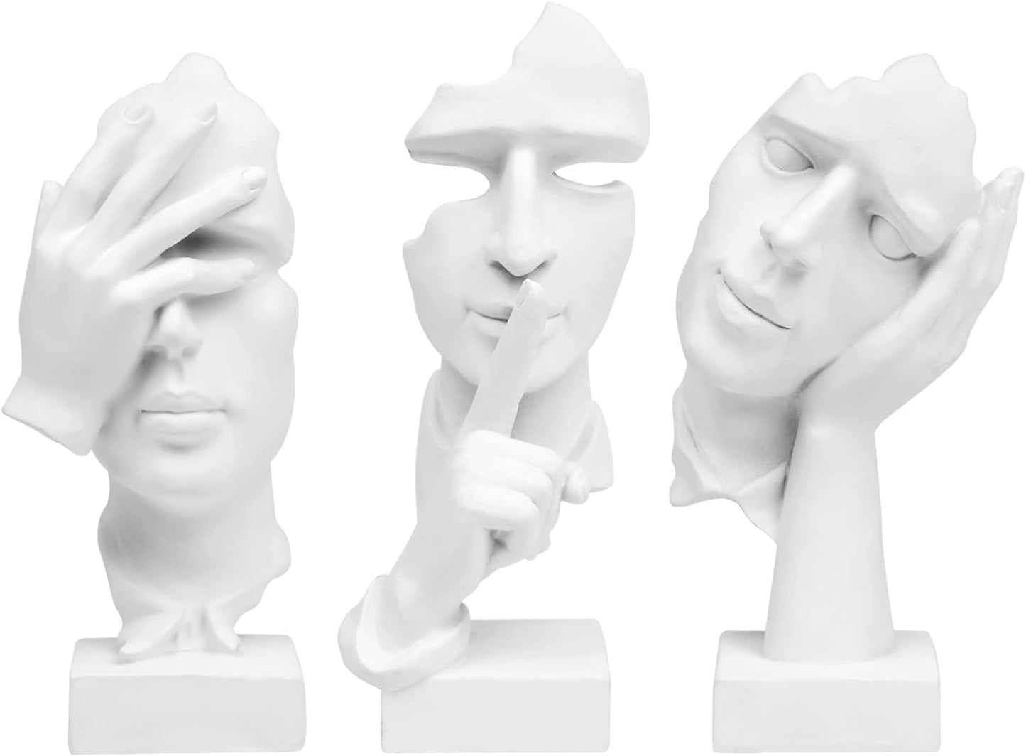 3 Pcs Thinker Statue,Modern Home Resin Sculptures,Collectible Figurines for Home Office Bookshelf Desktop Decor(Sandstone)