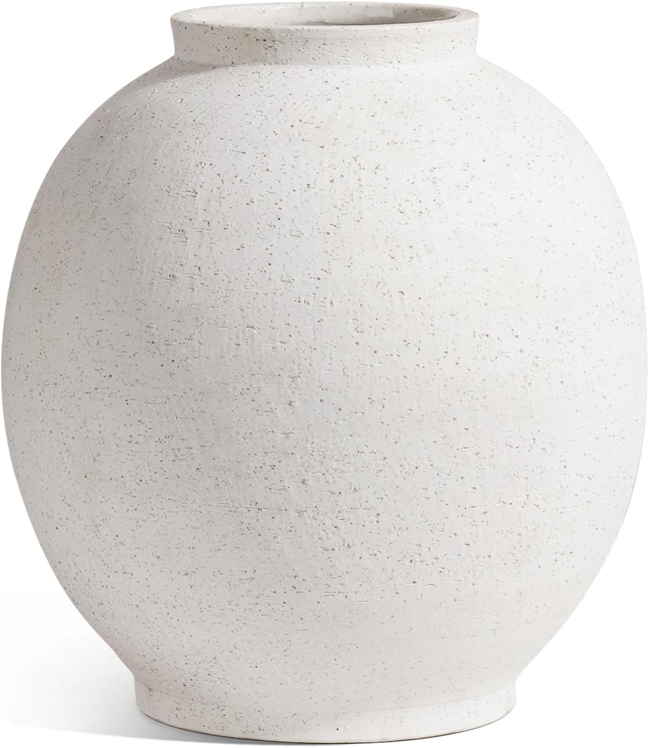 Large White Ceramic Vase - 9.8 Inch Rustic Farmhouse Vase for Home Decor, Minimalist Tall Vases for Living Room, Table, Bathroom, Holiday & Weddings (Sandstone White)