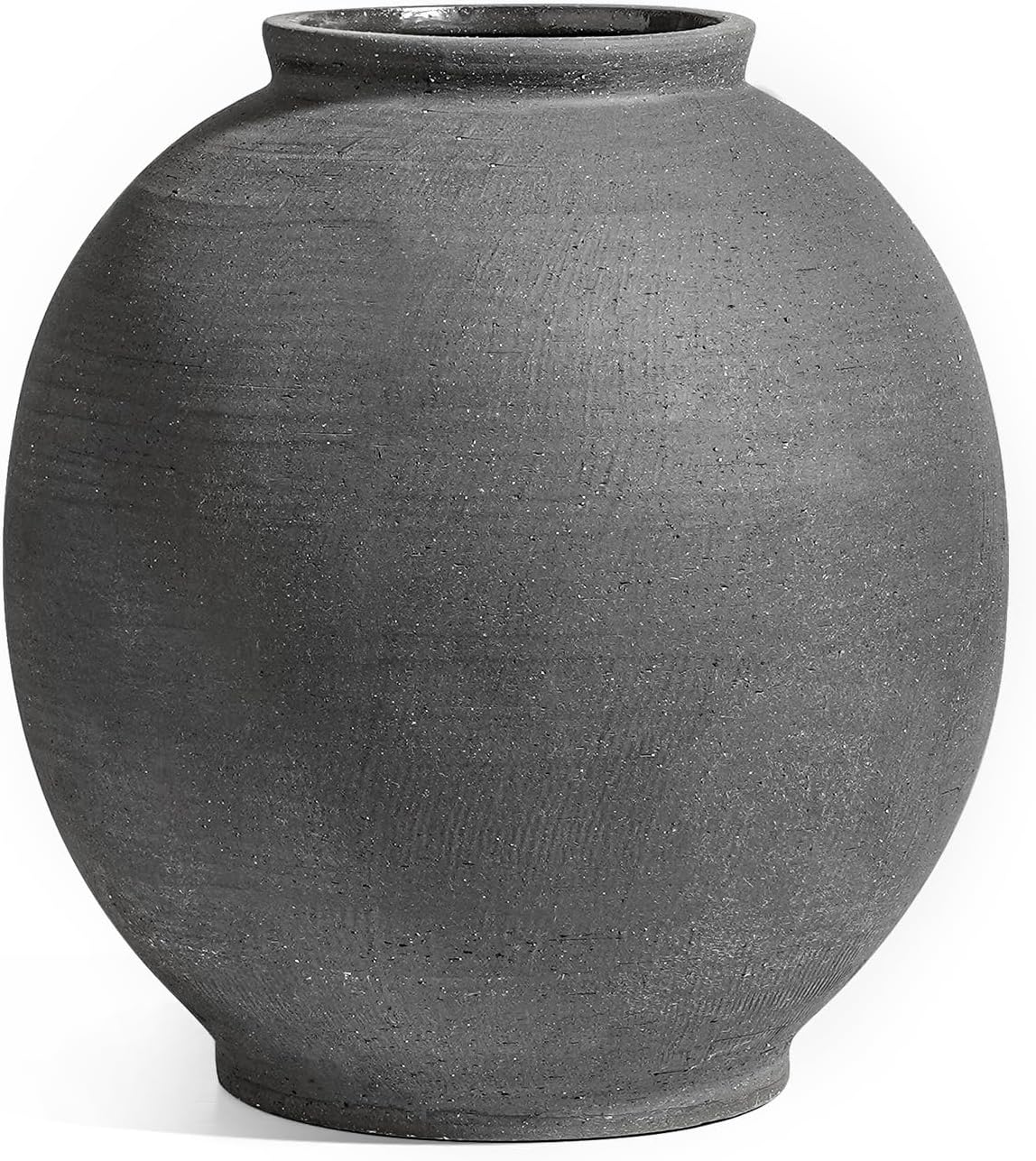 Large White Ceramic Vase - 9.8 Inch Rustic Farmhouse Vase for Home Decor, Minimalist Tall Vases for Living Room, Table, Bathroom, Holiday & Weddings (Sandstone White)