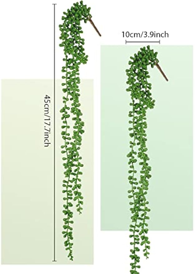 16 Bundles Artificial Hanging Plants Artificial Succulents Fake String of Pearls Fake Ivy Vine Greenery Boxwood Stems Fake Boxwood Shrubs Greenery Shrubs Boston Fern Plants for Indoor Outdoor Decor