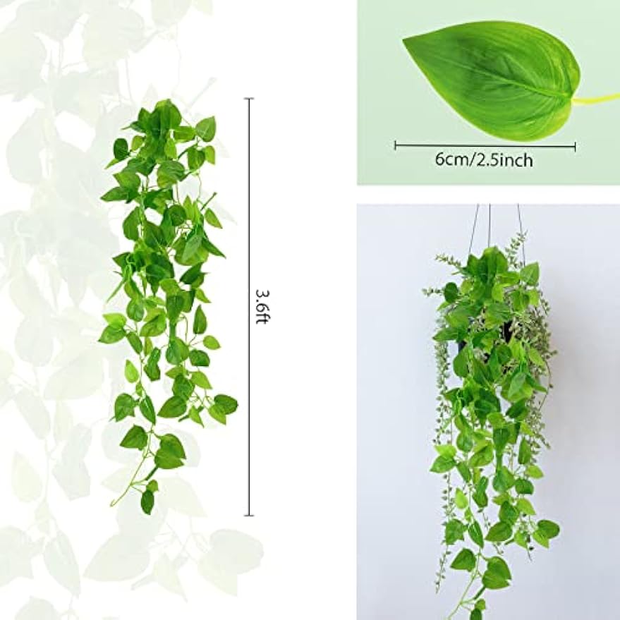 16 Bundles Artificial Hanging Plants Artificial Succulents Fake String of Pearls Fake Ivy Vine Greenery Boxwood Stems Fake Boxwood Shrubs Greenery Shrubs Boston Fern Plants for Indoor Outdoor Decor