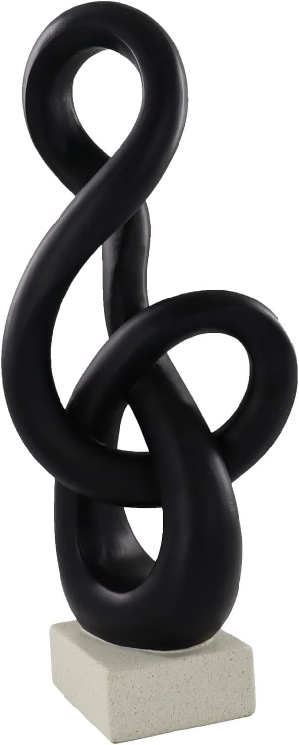 15" Modern Abstract Ribbon Decorative Sculpture, Knot Sculptures,Home Decor,Coffee Table Statues,Dining Living Room Desk Decor（Milky White）