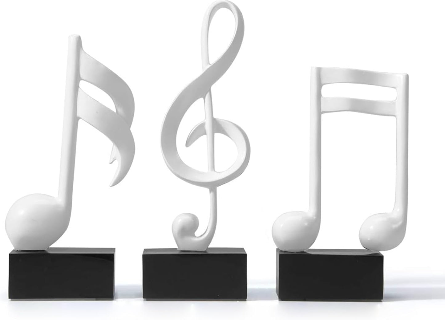 3 Pieces Music Note Statue Home Decor Modern Living Room Decorations Black Sculpture for Office Bookshelf Music Room