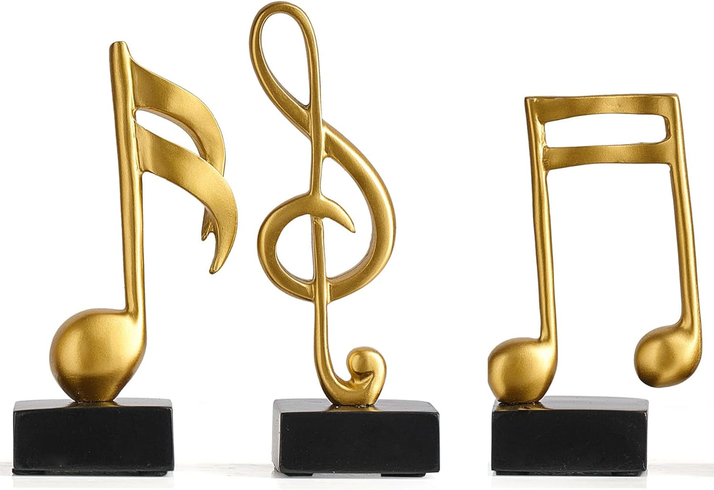 3 Pieces Music Note Statue Home Decor Modern Living Room Decorations Black Sculpture for Office Bookshelf Music Room