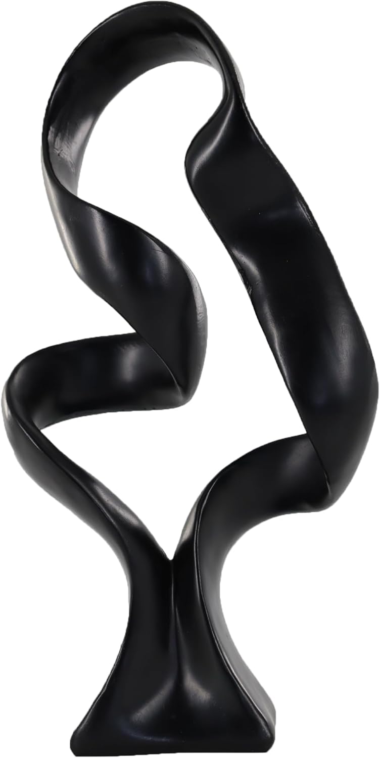 15" Modern Abstract Ribbon Decorative Sculpture, Knot Sculptures,Home Decor,Coffee Table Statues,Dining Living Room Desk Decor（Milky White）