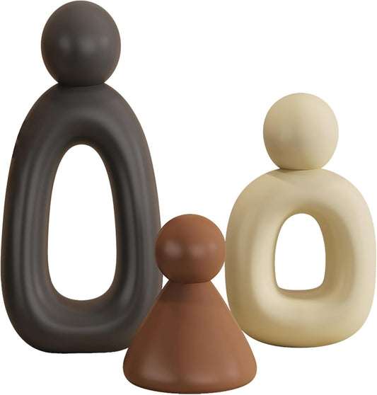 XINXUAN XGZY Abstract Three Sculptures - Minimalist Home Decoration, Modern Living Room Character Design, Desktop Decoration, Neutral Resin Art, Meaningful Home Gifts ﻿