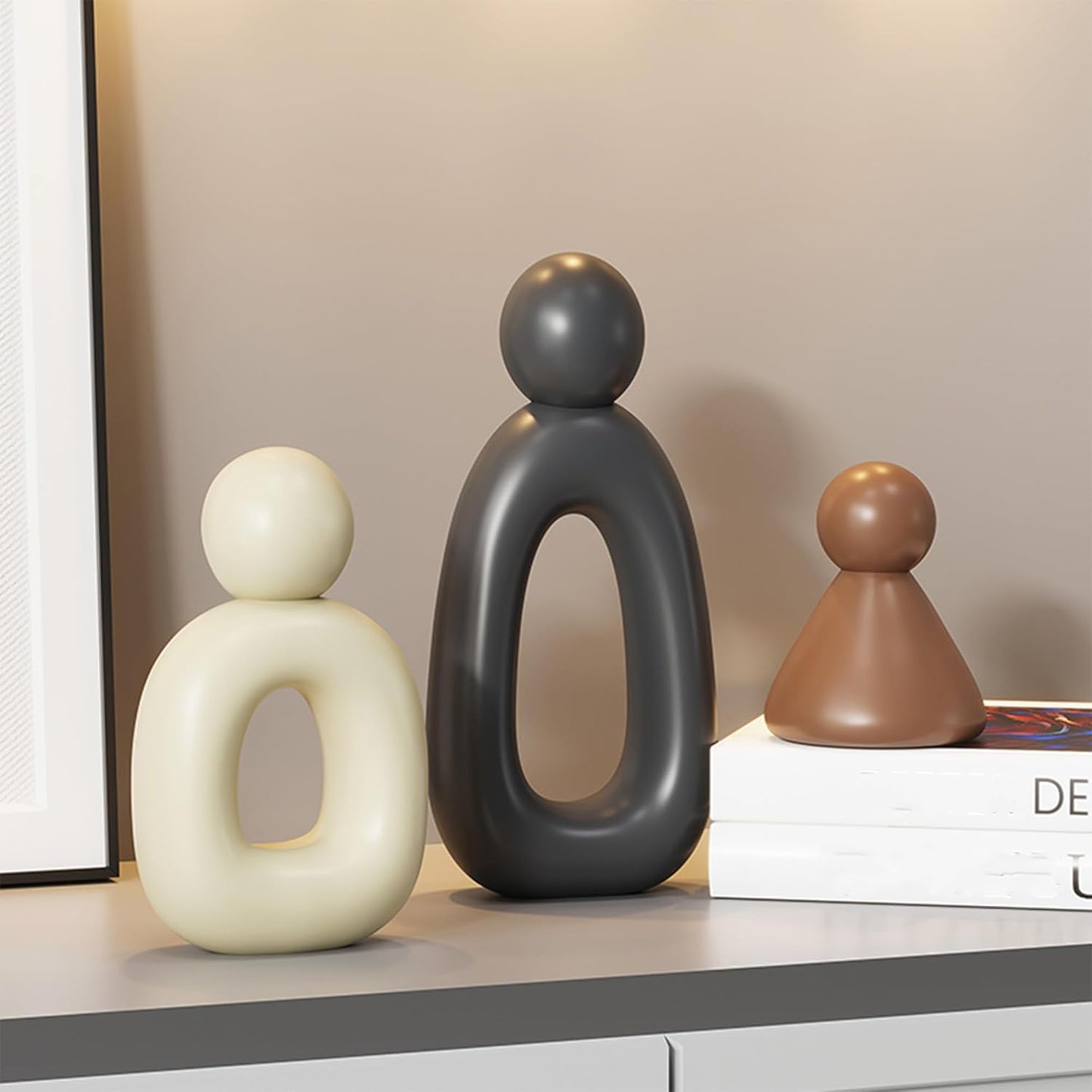 XINXUAN XGZY Abstract Three Sculptures - Minimalist Home Decoration, Modern Living Room Character Design, Desktop Decoration, Neutral Resin Art, Meaningful Home Gifts ﻿