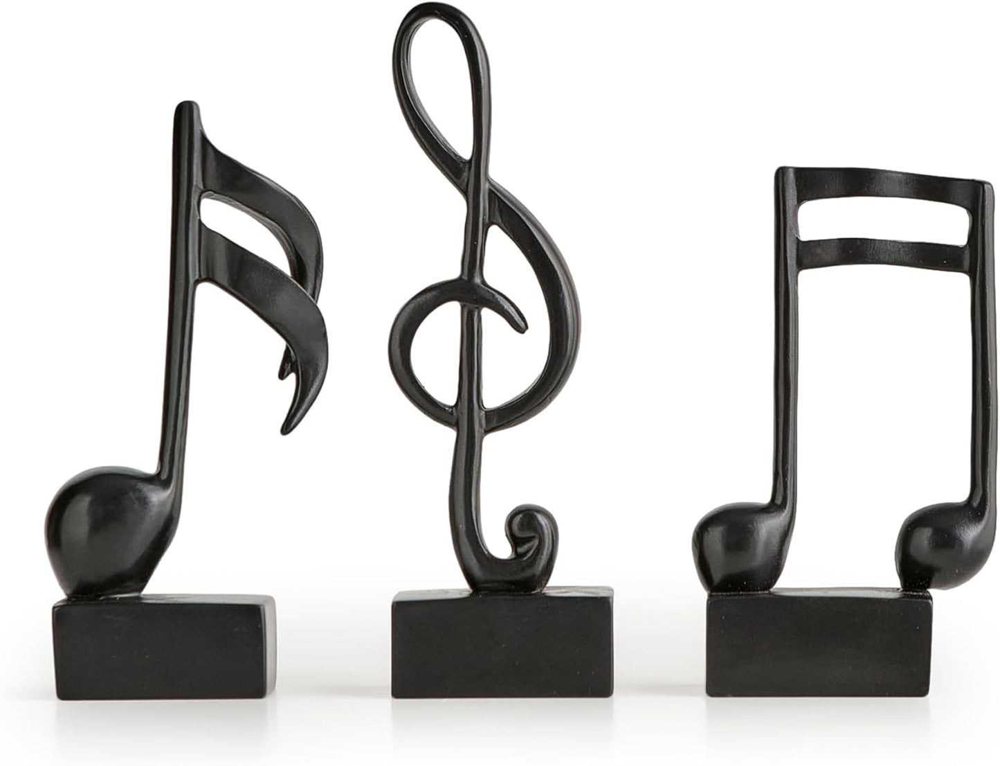 3 Pieces Music Note Statue Home Decor Modern Living Room Decorations Black Sculpture for Office Bookshelf Music Room
