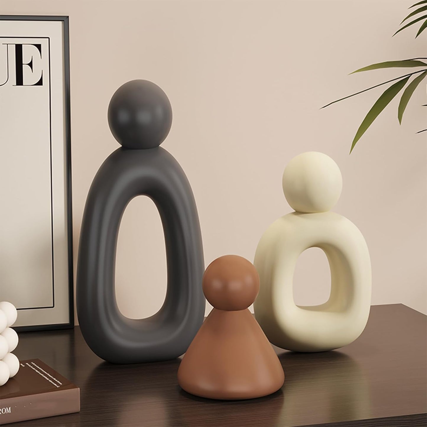 XINXUAN XGZY Abstract Three Sculptures - Minimalist Home Decoration, Modern Living Room Character Design, Desktop Decoration, Neutral Resin Art, Meaningful Home Gifts ﻿