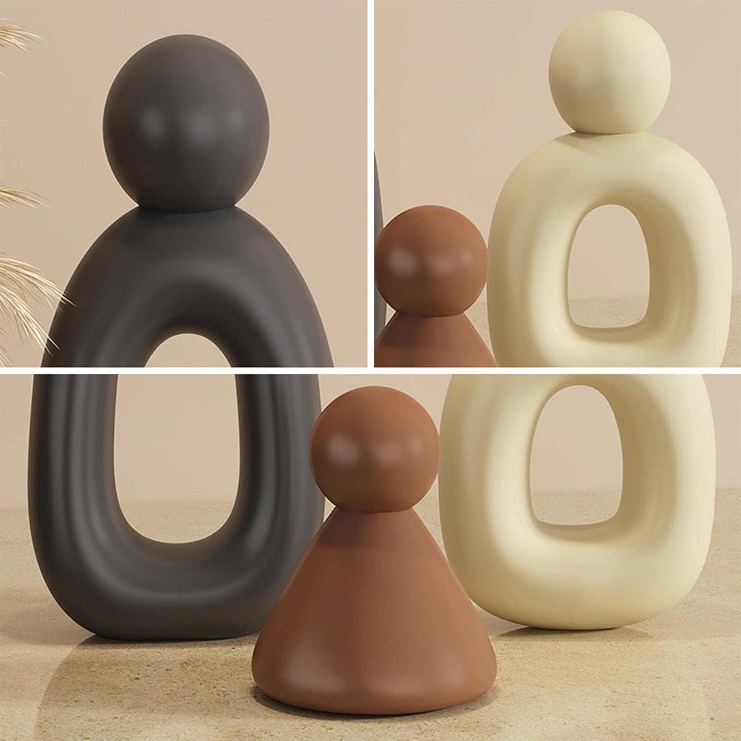 XINXUAN XGZY Abstract Three Sculptures - Minimalist Home Decoration, Modern Living Room Character Design, Desktop Decoration, Neutral Resin Art, Meaningful Home Gifts ﻿