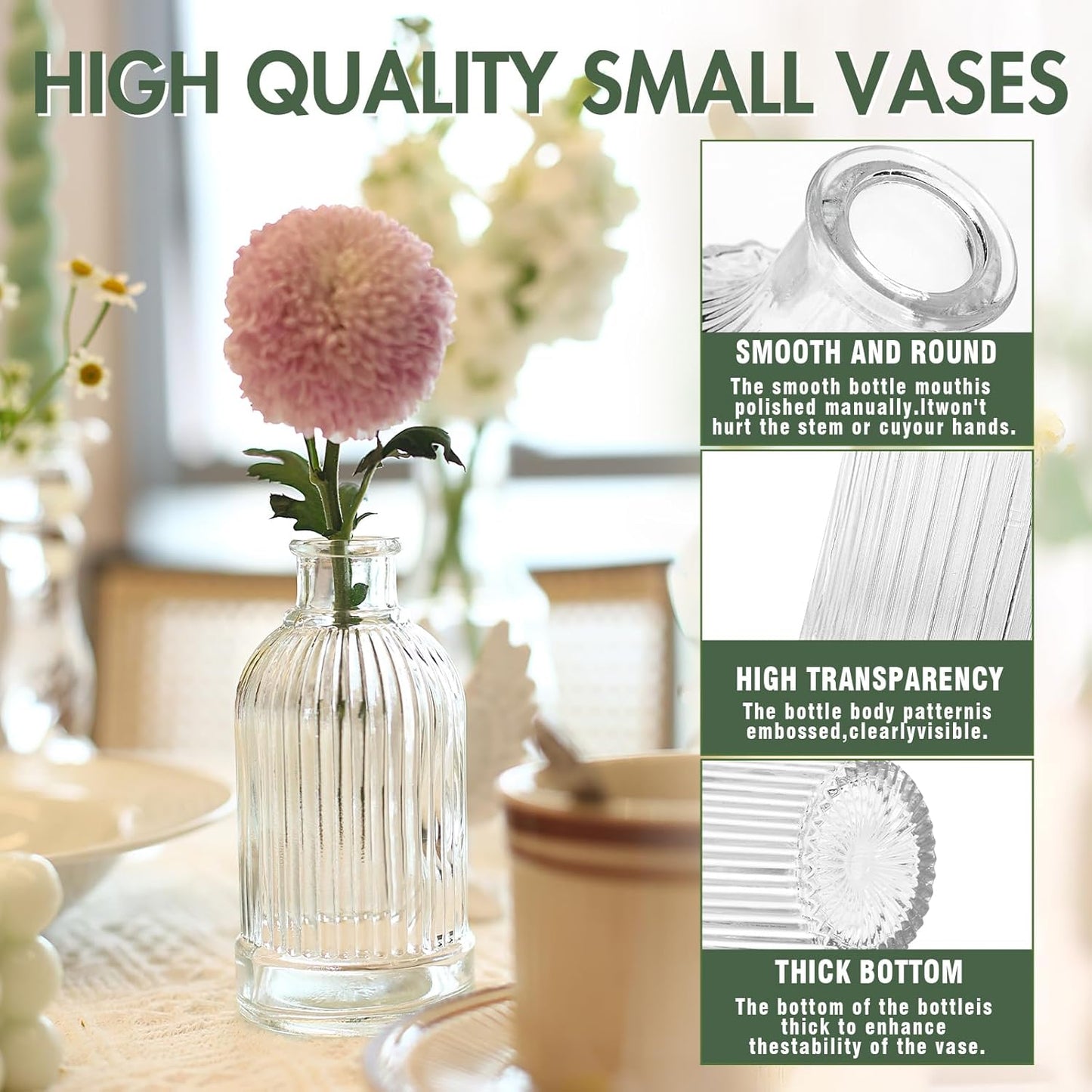 Aheroi 32 Pcs Bud Vase Set, Clear Vases for Centerpieces, Cute Glass Bud Vases Small Vases for Flowers, Mini Vase Flower Vase Set for Wedding Decorations, Room Office Table Decor