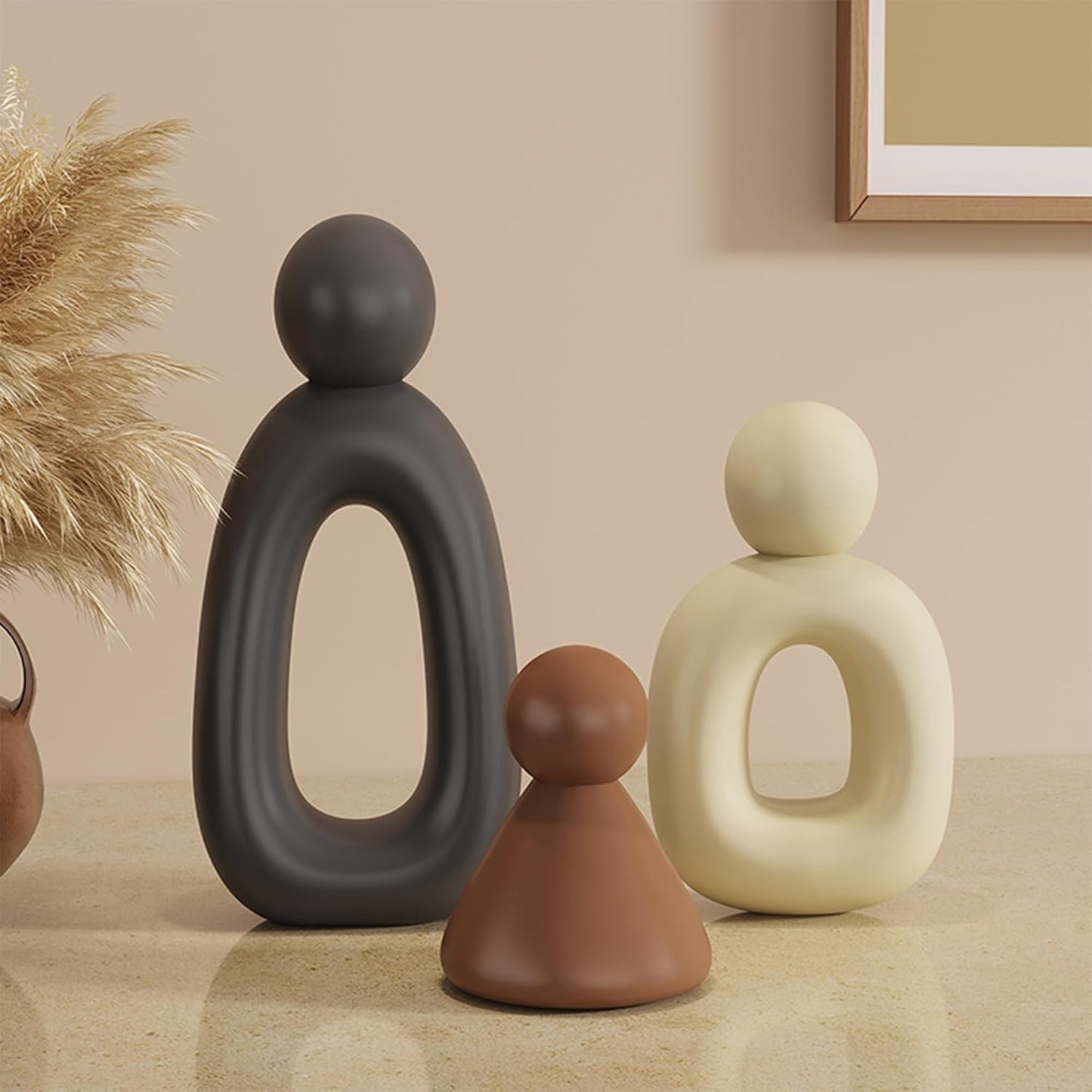 XINXUAN XGZY Abstract Three Sculptures - Minimalist Home Decoration, Modern Living Room Character Design, Desktop Decoration, Neutral Resin Art, Meaningful Home Gifts ﻿