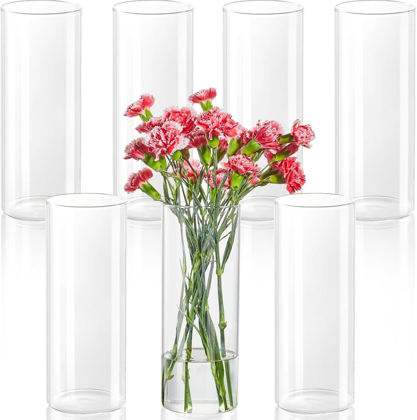 12pcs Glass Cylinder Vases for Centerpieces - 6 Inch Tall Flower Vase for Wedding Decorations, Clear Glass Flower Vases Floating Candle Holder for Table Centerpiece Wedding Home Décor