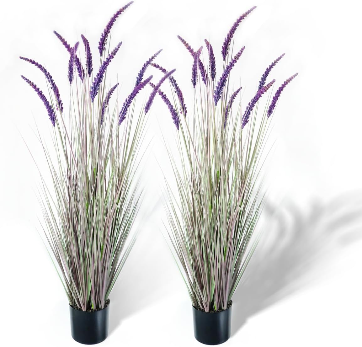 KOL 4ft Artificial Veronica Spiked Speedwell Grass, 47in Faux Veronica Spicata Plant, Tall Horsetail Reed Grass, UV-Resistant Fake Grasses for Indoor/Outdoor Décor, Home Office Wedding Centerpiece