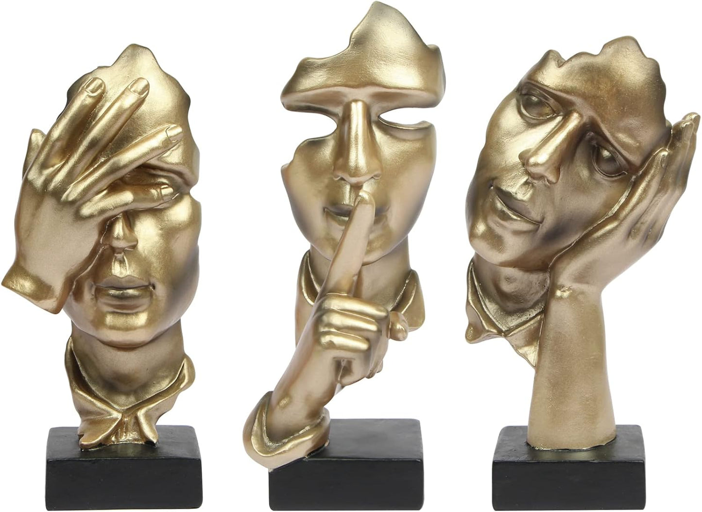 3 Pcs Thinker Statue,Modern Home Resin Sculptures,Collectible Figurines for Home Office Bookshelf Desktop Decor(Sandstone)
