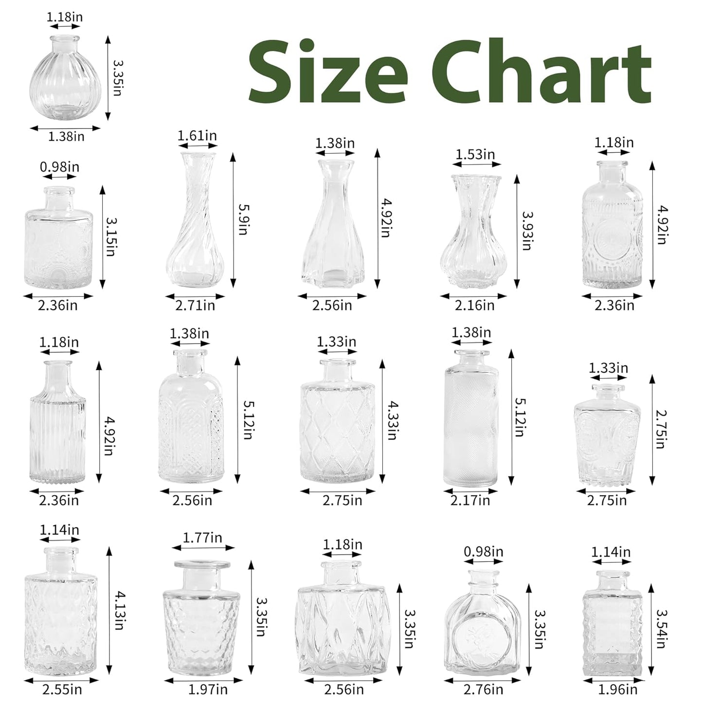 Clear Bud Vases Bulk 32,Small Flower Vases for Wedding,Glass Vintage Bottle Set for Centerpieces,Recepetion,Home