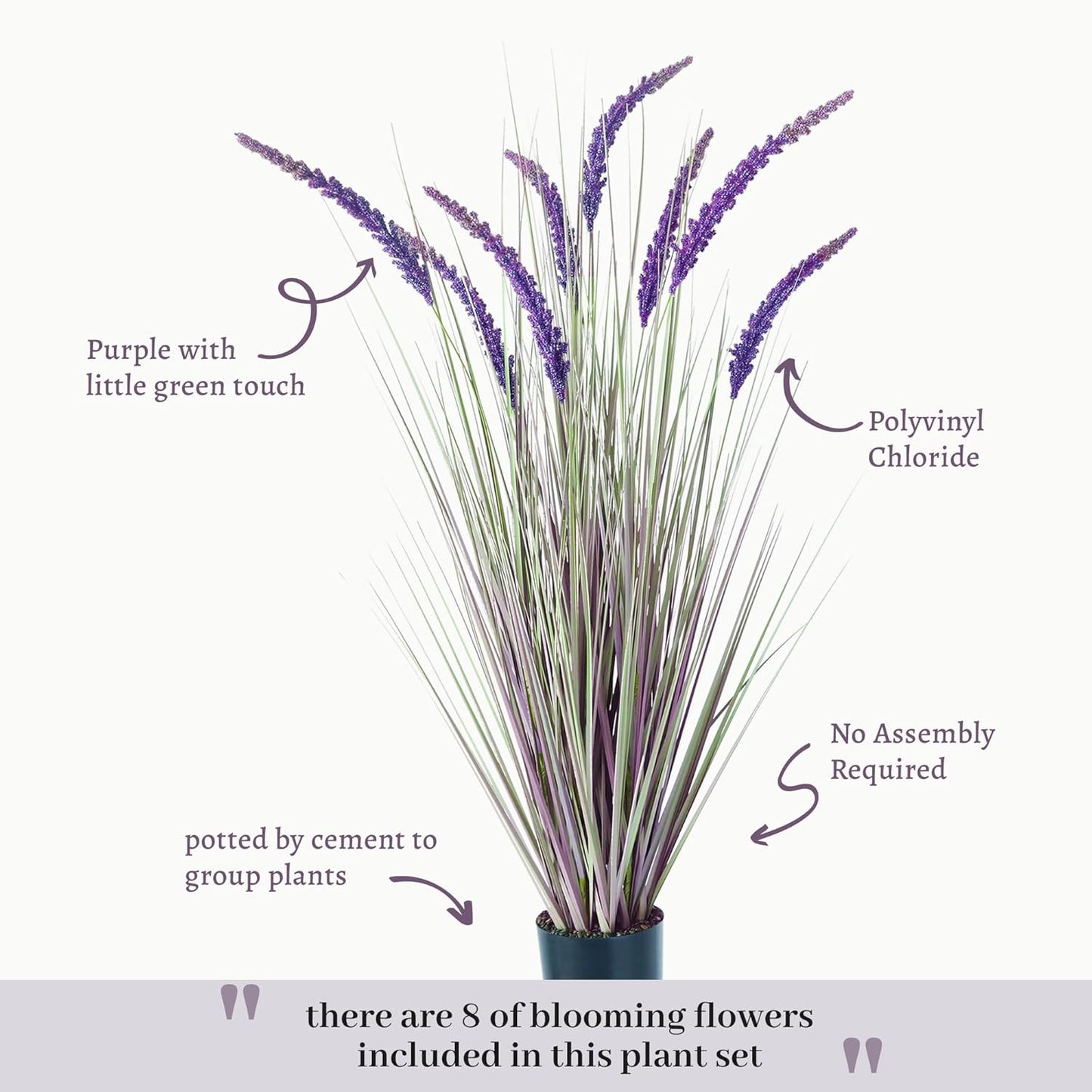 KOL 4ft Artificial Veronica Spiked Speedwell Grass, 47in Faux Veronica Spicata Plant, Tall Horsetail Reed Grass, UV-Resistant Fake Grasses for Indoor/Outdoor Décor, Home Office Wedding Centerpiece