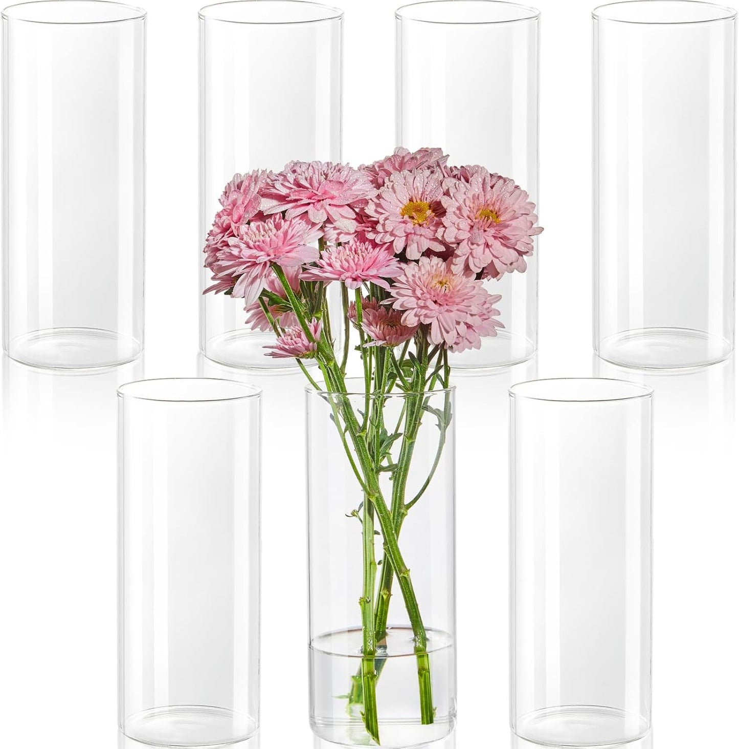 12pcs Glass Cylinder Vases for Centerpieces - 6 Inch Tall Flower Vase for Wedding Decorations, Clear Glass Flower Vases Floating Candle Holder for Table Centerpiece Wedding Home Décor