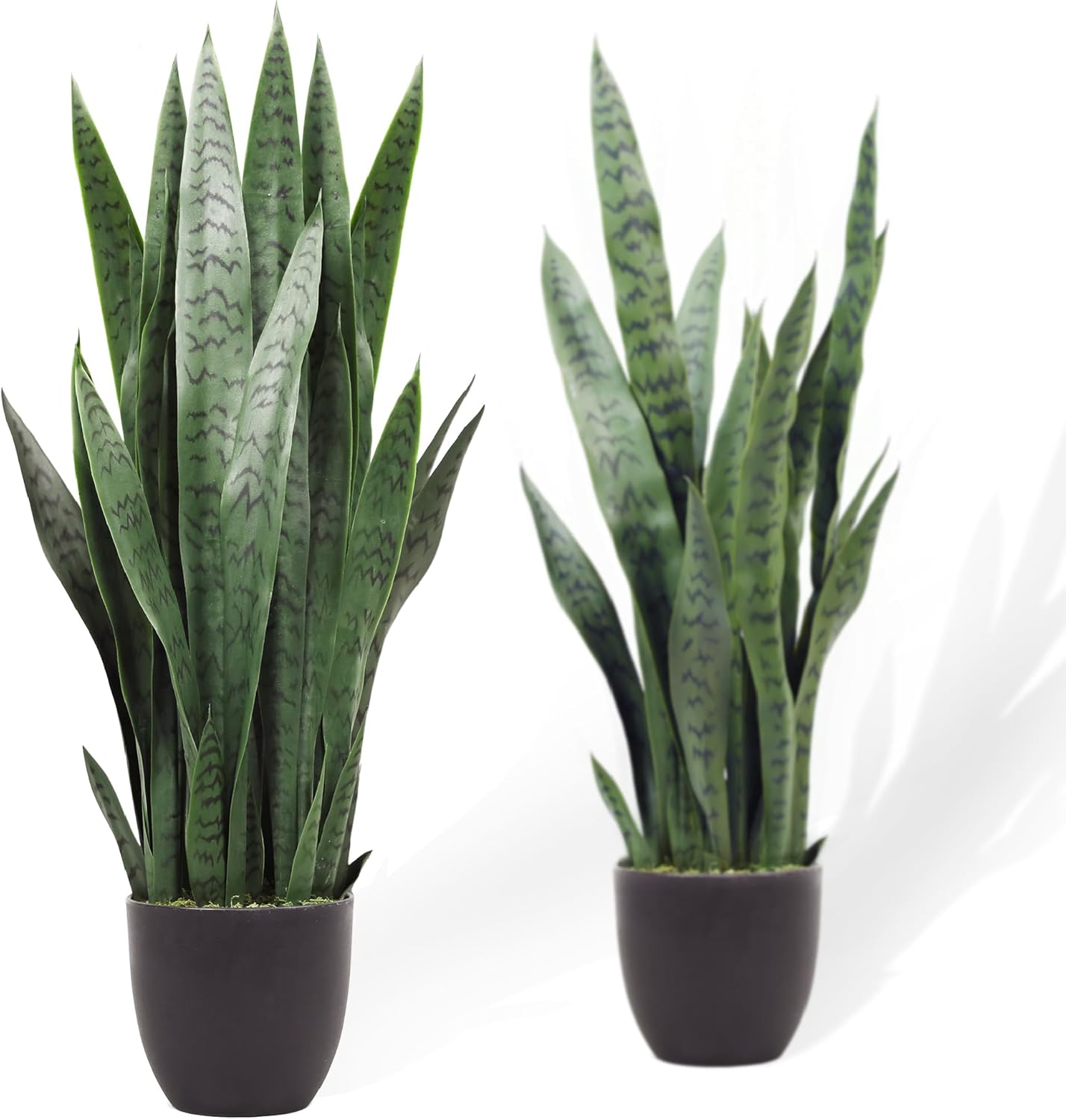 KOL 3FT Artificial Snake Plant, Fake Sansevieria Indoor Outdoor, 28 Thick PE Leaves Lifelike Faux Silk Plants, Home Decor Mother in Law Tongue 35in, Greenery for Office Decoration, Green
