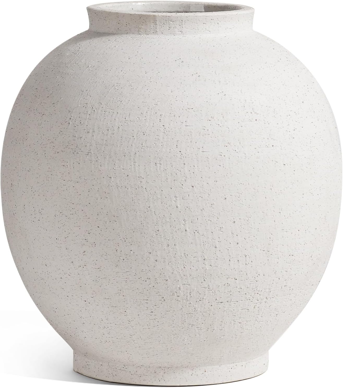 Large White Ceramic Vase - 9.8 Inch Rustic Farmhouse Vase for Home Decor, Minimalist Tall Vases for Living Room, Table, Bathroom, Holiday & Weddings (Sandstone White)