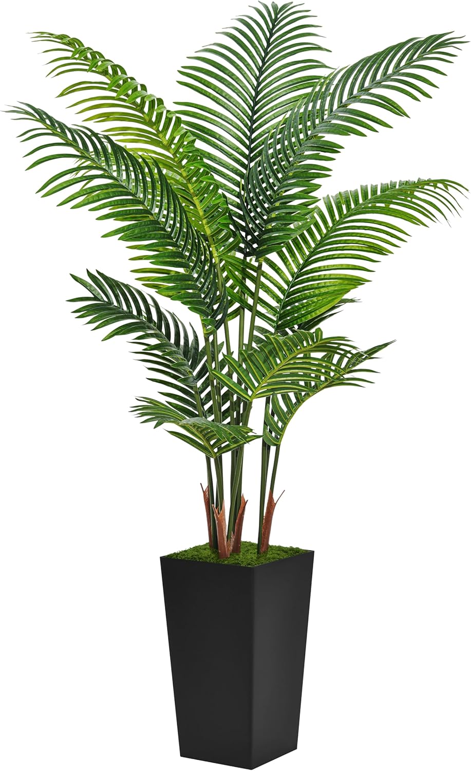 Artificial Palm Tree 5FT - Fake Tree with White Tall Planter - Faux Tropical Areca Floor Plant in Pot - Artificial Silk Plant for Home Office Living Room Decor Indoor