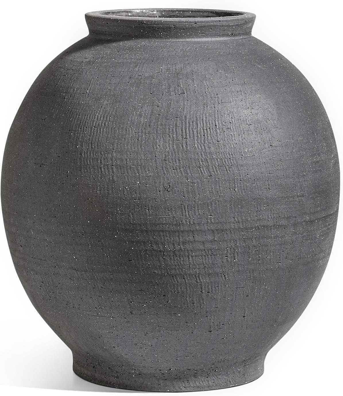 Large White Ceramic Vase - 9.8 Inch Rustic Farmhouse Vase for Home Decor, Minimalist Tall Vases for Living Room, Table, Bathroom, Holiday & Weddings (Sandstone White)