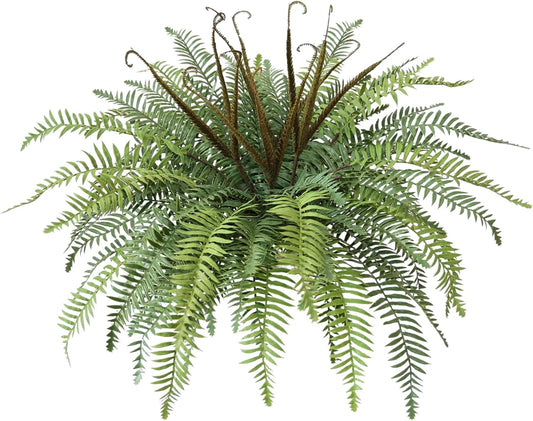 36" Polyester Artificial Boston Fern Bush,Set of 4,Fake Fern Hanging Plants with 24 Fronds That Look Real for Outdoors and Home Decor. (36" 4Pcs-Bottle Green)