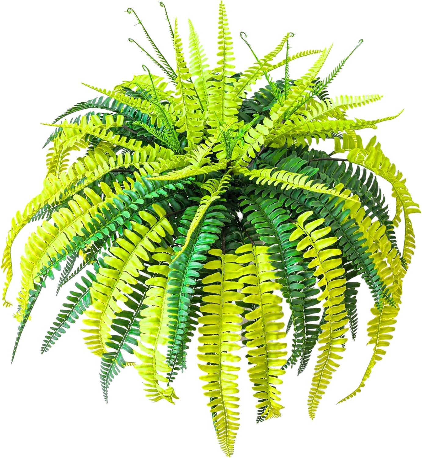 36" Polyester Artificial Boston Fern Bush,Set of 4,Fake Fern Hanging Plants with 24 Fronds That Look Real for Outdoors and Home Decor. (36" 4Pcs-Bottle Green)