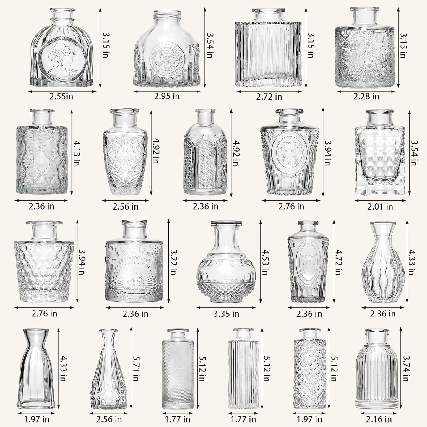 Aheroi 32 Pcs Bud Vase Set, Clear Vases for Centerpieces, Cute Glass Bud Vases Small Vases for Flowers, Mini Vase Flower Vase Set for Wedding Decorations, Room Office Table Decor