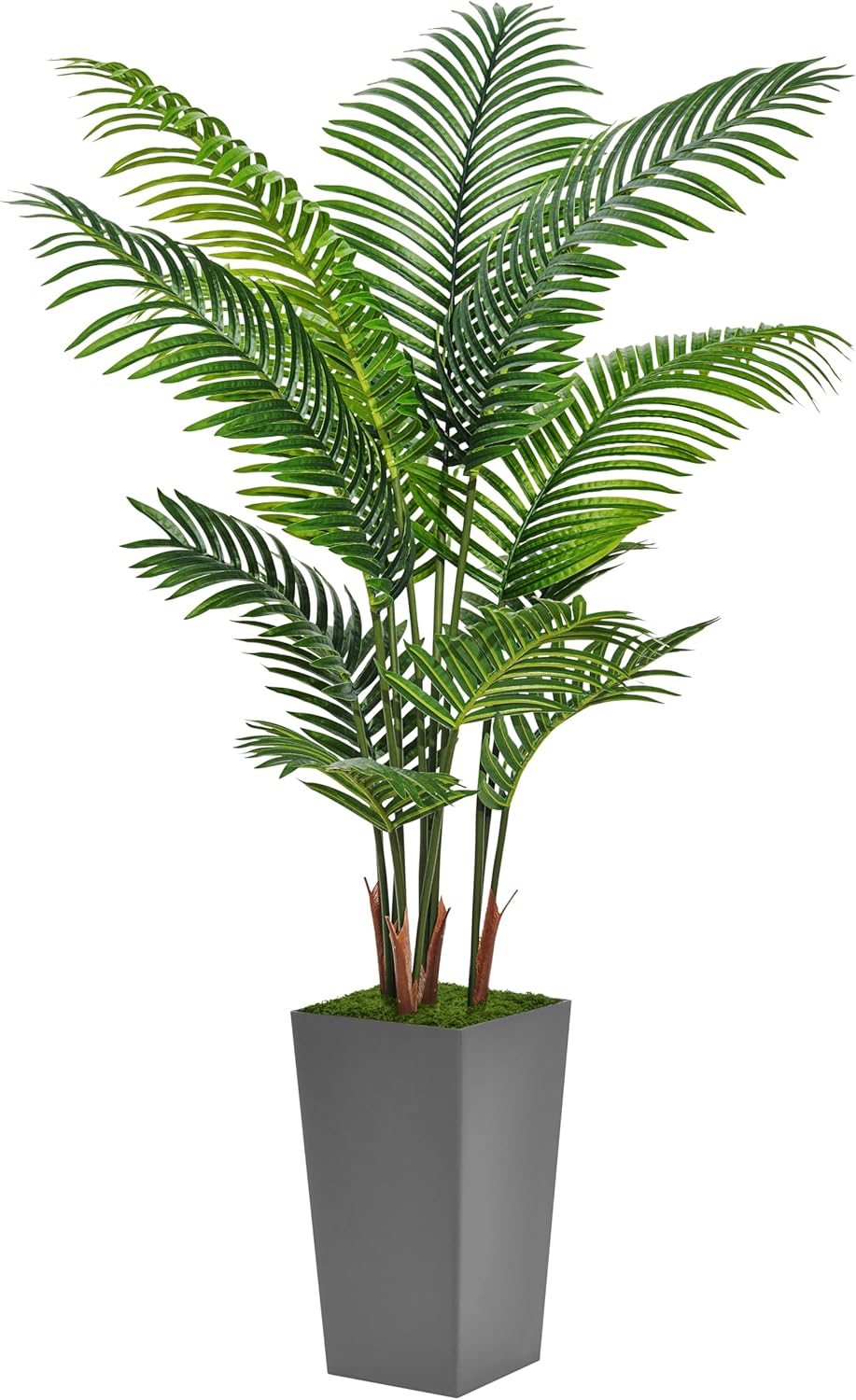 Artificial Palm Tree 5FT - Fake Tree with White Tall Planter - Faux Tropical Areca Floor Plant in Pot - Artificial Silk Plant for Home Office Living Room Decor Indoor