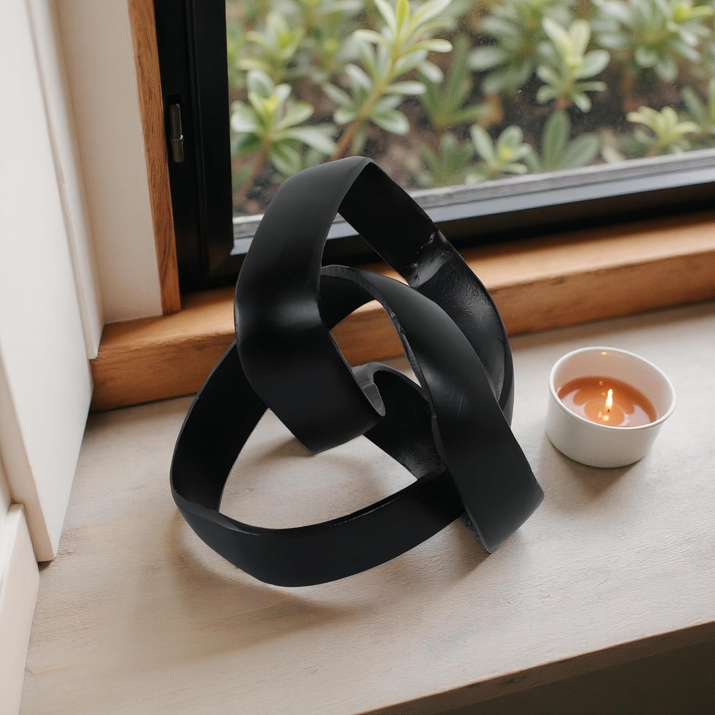 Sagebrook Home Metal Decorative Object Modern Aluminum Sculpture for Home, Office, Bedroom & Living Room Black, 7"