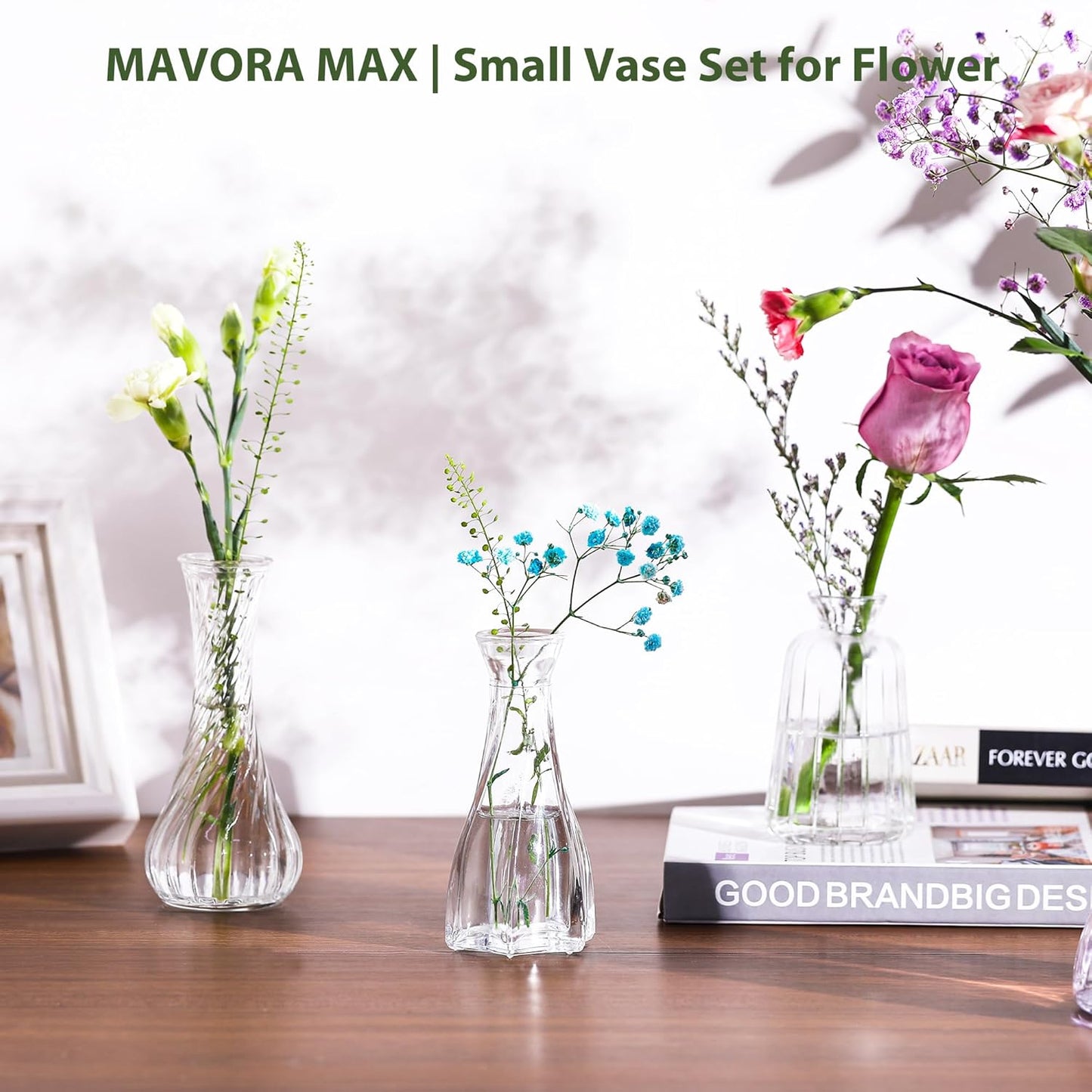 Clear Bud Vases Bulk 32,Small Flower Vases for Wedding,Glass Vintage Bottle Set for Centerpieces,Recepetion,Home